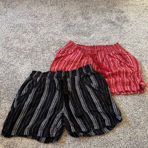 Briggs Black/Red Striped linen Shorts